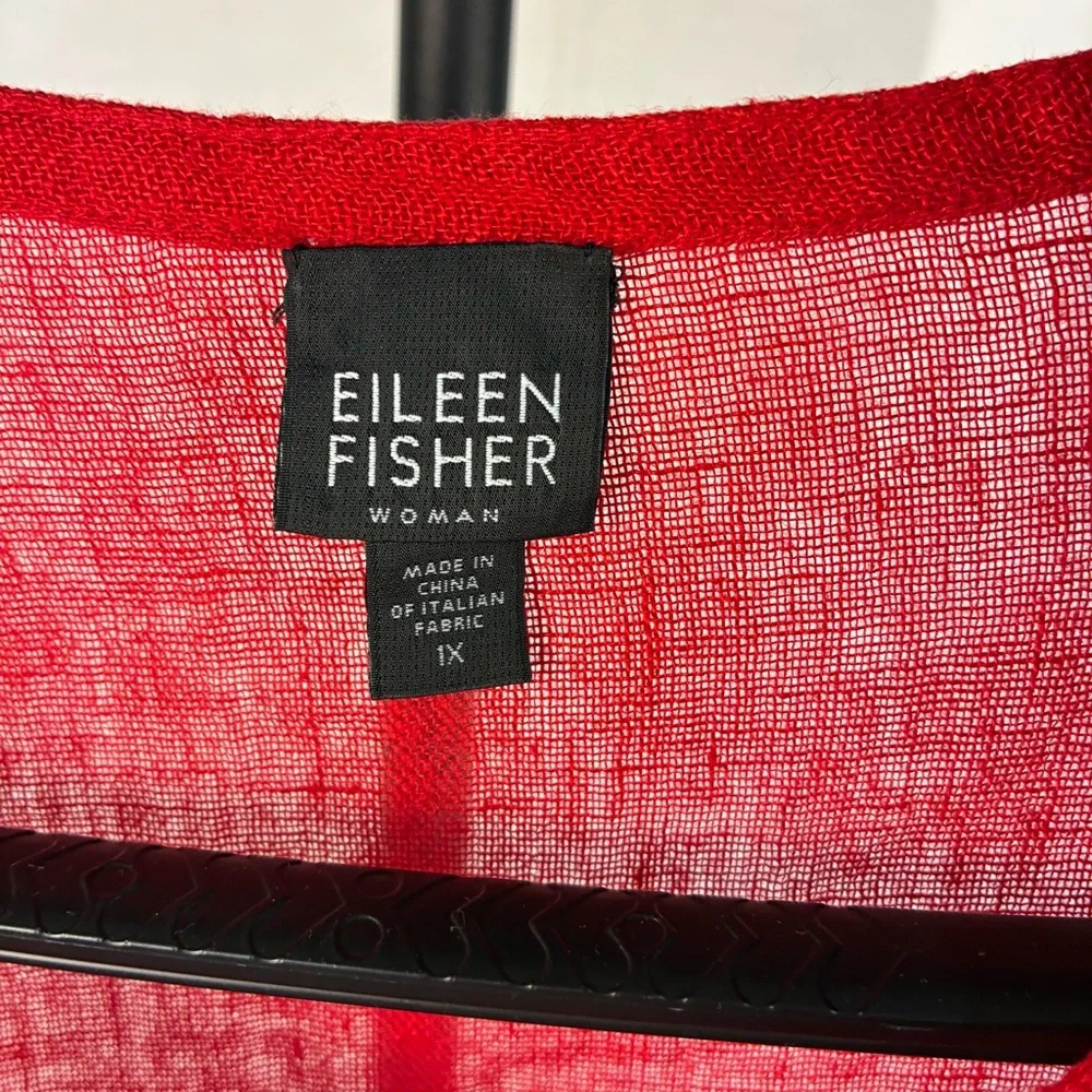Eileen Fisher 100% Linen Red Button Front Tunic 1X - Picture 5 of 7